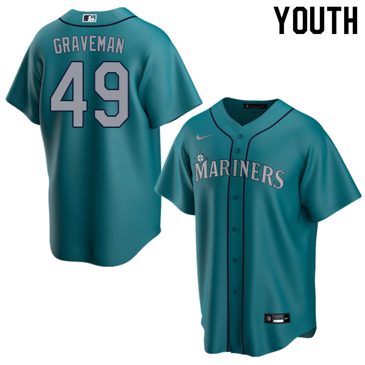 Nike Youth #49 Kendall Graveman Seattle Mariners Baseball Jerseys Sale-Aqua